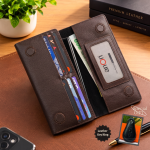 anOn Cow Leather Magnetic Wallet LW116- Chocolate