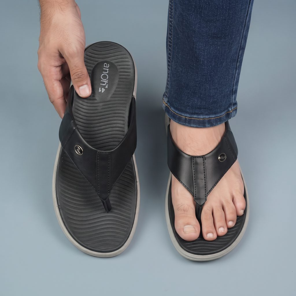 anOn Leather Sandal Mens S120- Black